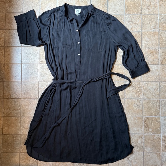 Anthro dRA Los Angeles Belted Shirtdress Henley Tunic Pockets Shirttail Hem M - Picture 1 of 14